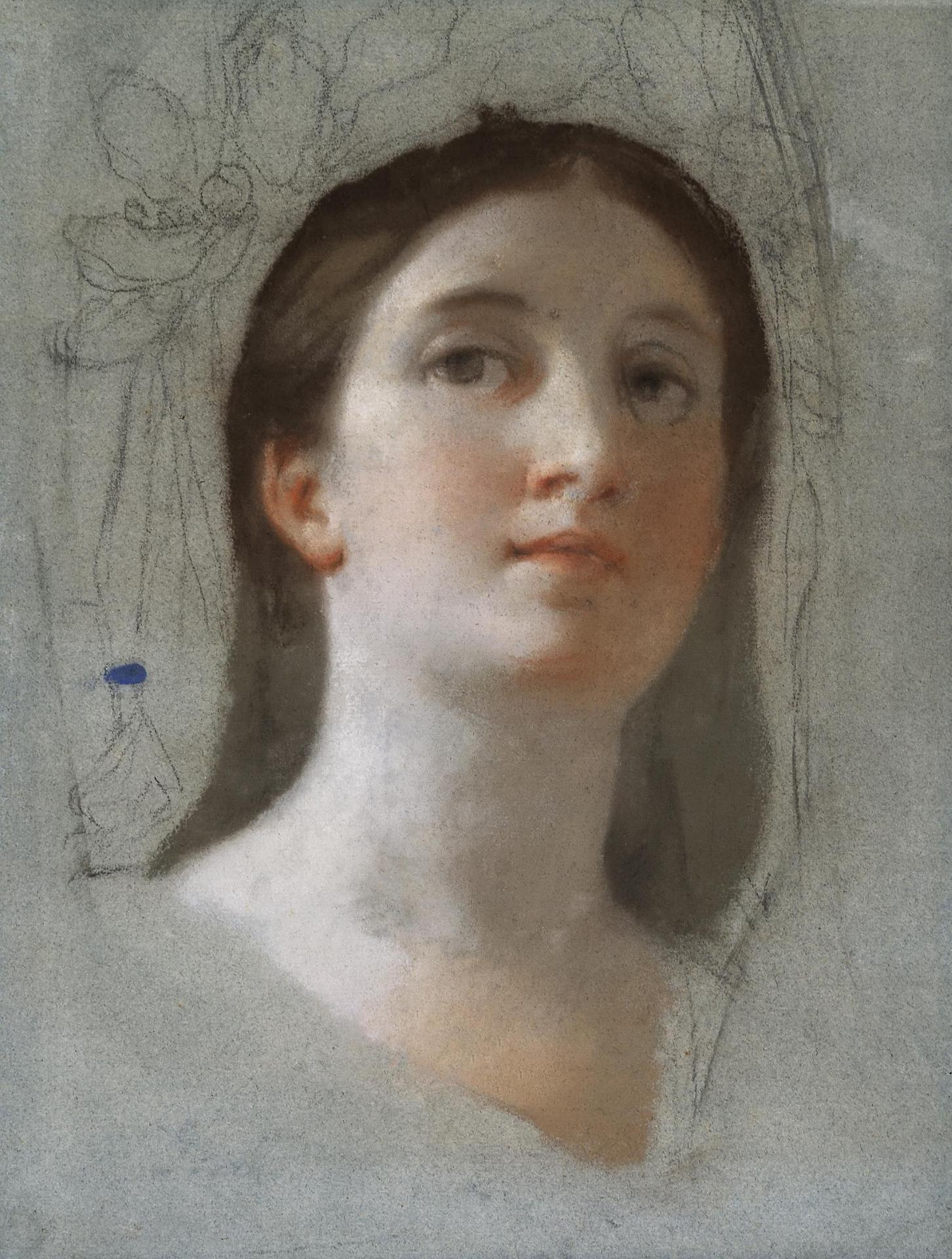 Study of a Female Head, vintage artwork by Anton Raphael Mengs, 12x8" (A4) Poster