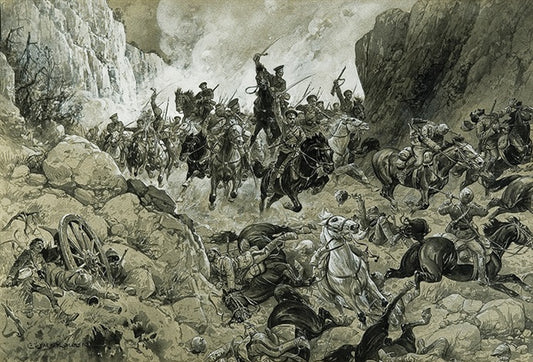 Untitled (from the Series ‘The Russo-Turkish War’), vintage artwork by Cheslas Bois Jankowski, 12x8" (A4) Poster