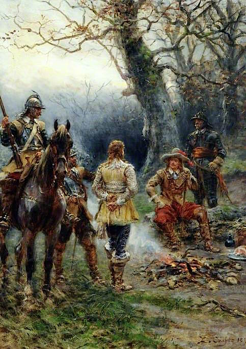 Cromwell Questioning a Prisoner, vintage artwork by Ernest Crofts, 12x8" (A4) Poster