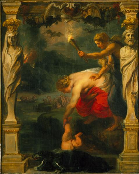Achilles Dipped into the River Styx, vintage artwork by Peter Paul Rubens, 12x8" (A4) Poster