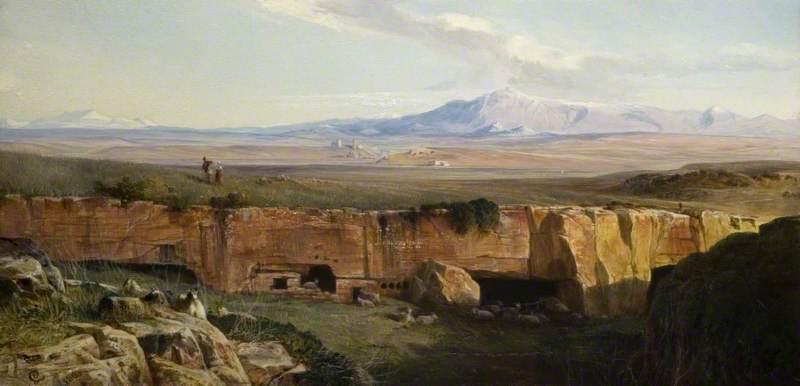 Campagna di Roma, vintage artwork by Edward Lear, A3 (16x12") Poster Print