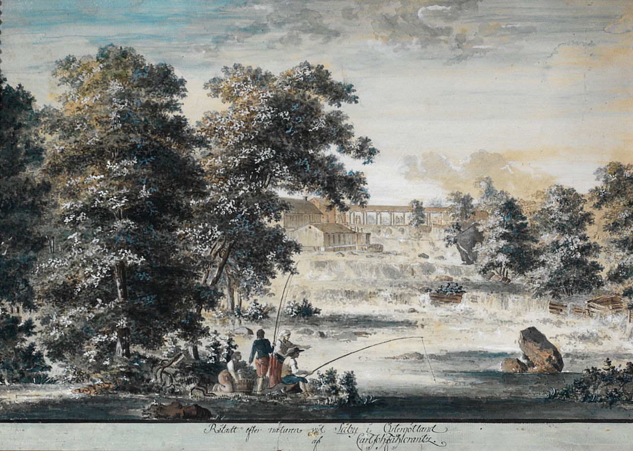 Landscape in Östgergötland, vintage artwork by Carl Johan Fahlcrantz, 12x8" (A4) Poster