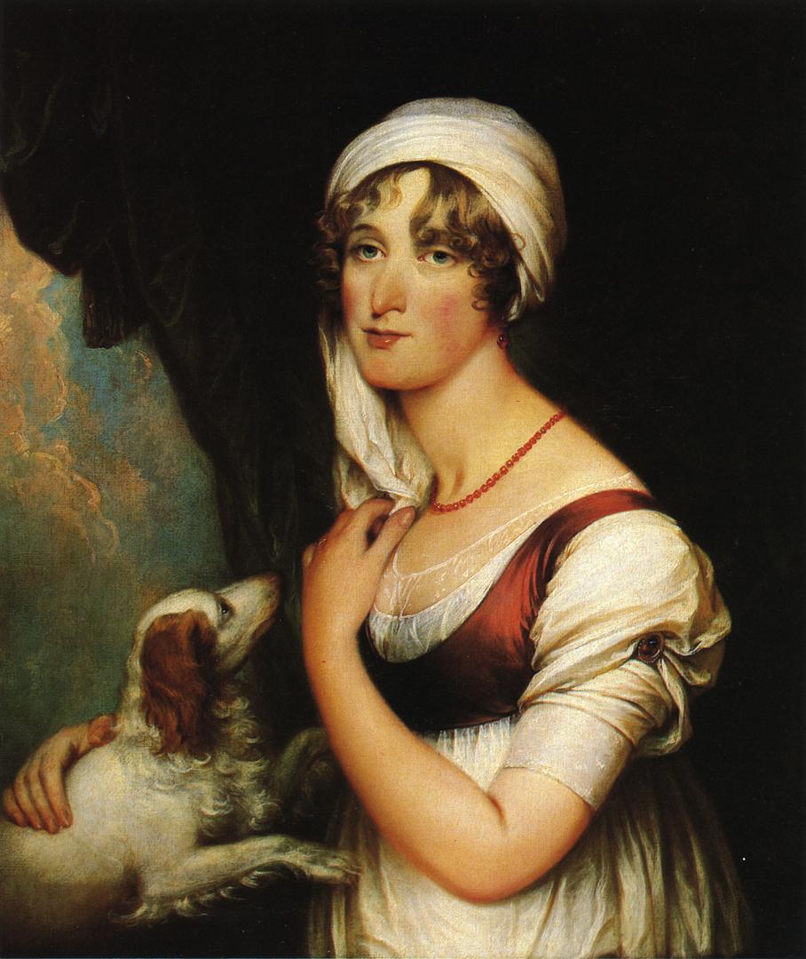 Sarah Trumbull with a Spaniel, vintage artwork by John Trumbull, 12x8" (A4) Poster