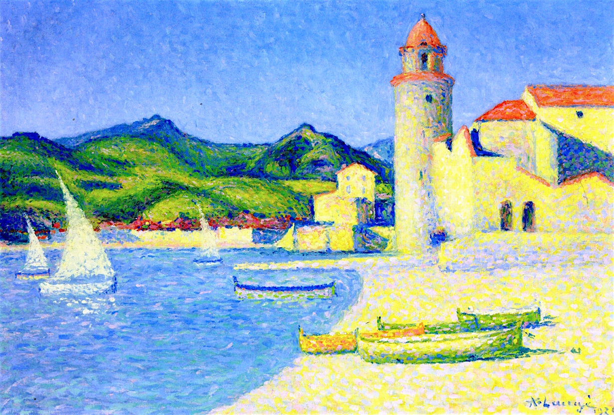 White Sailboats at Collioure by Achille Lauge,A3(16x12")Poster