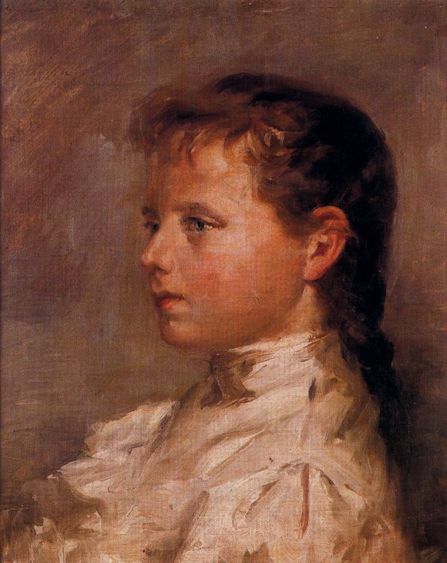 Portrait of  Margarita Lozano as a Child, vintage artwork by Adolfo Lozano Sidro, 12x8" (A4) Poster