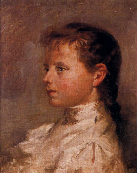 Portrait of  Margarita Lozano as a Child, vintage artwork by Adolfo Lozano Sidro, 12x8" (A4) Poster