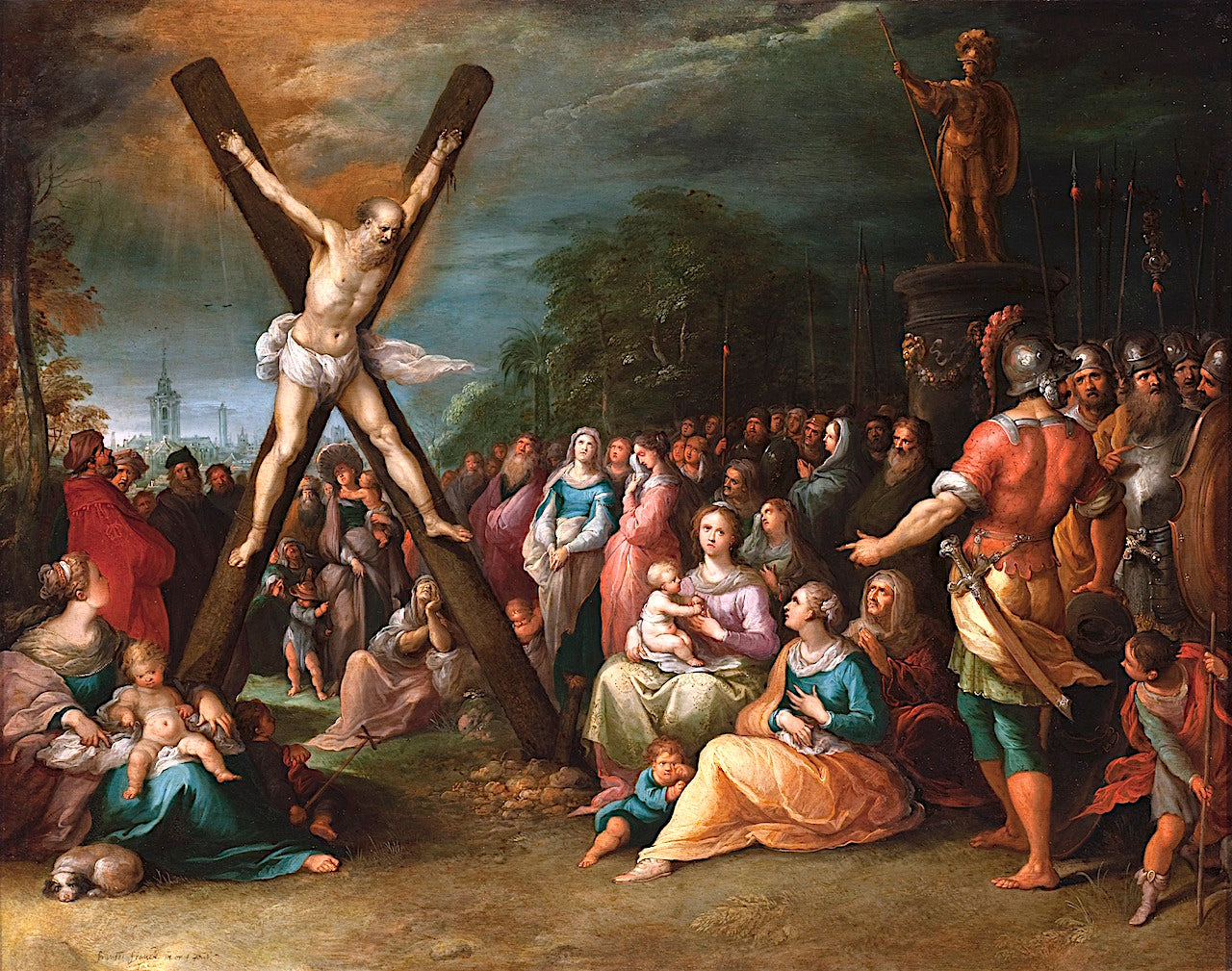 The Crucifixion of St. Andrew, vintage artwork by Frans Francken the Younger, 12x8" (A4) Poster