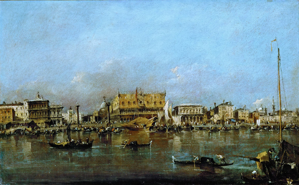 The Doges Palace from the Basino di San Marco, vintage artwork by Francesco Guardi, 12x8" (A4) Poster