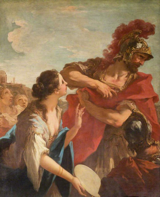 Jephthah Returning from Battle is Greeted by  His Daughter, vintage artwork by Giovanni Antonio Pellegrini, 12x8" (A4) Poster