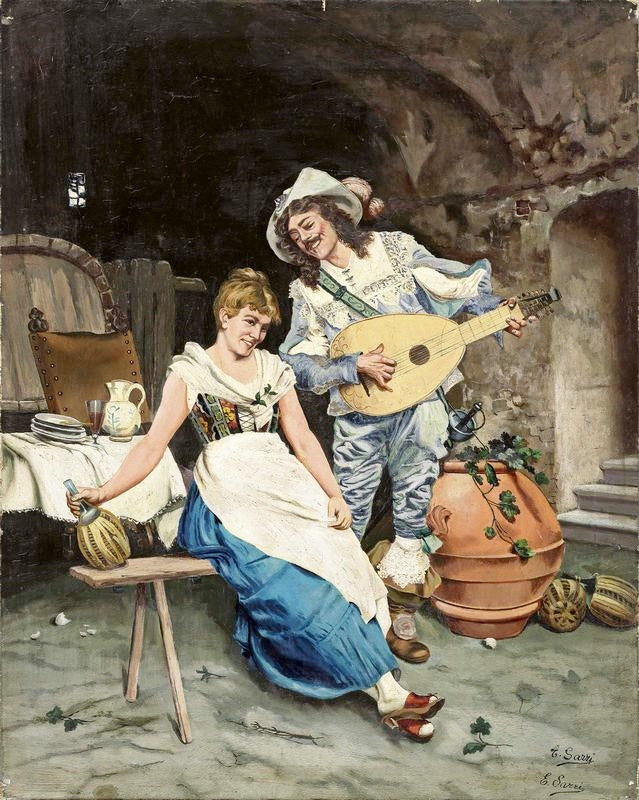 Menestrello, vintage artwork by Egisto Sarri, 12x8" (A4) Poster