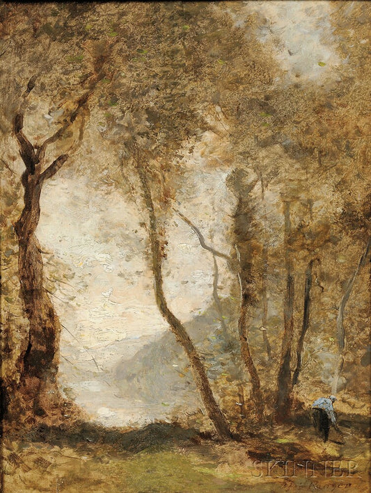 Homage to Corot, vintage artwork by Henry Ward Ranger, 12x8" (A4) Poster