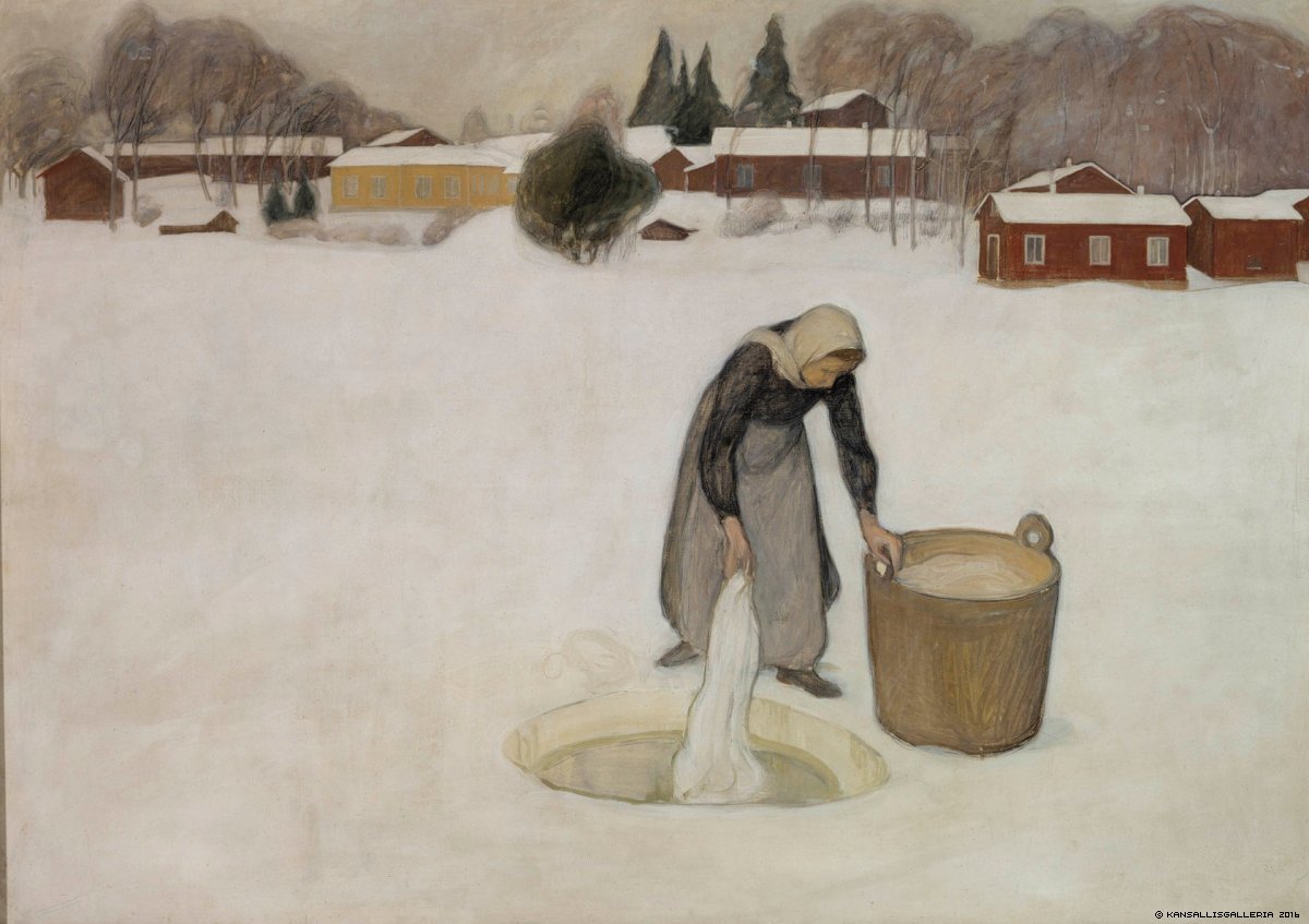 Washing on the Ice by Pekka Halonen,A3(16x12")Poster
