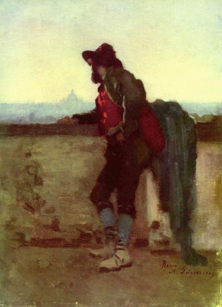 Italian Man on the Pincio Hill, vintage artwork by Nicolae Grigorescu, 12x8" (A4) Poster