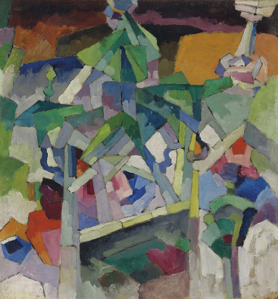 Landscape with a Bridge. Kislovodsk, vintage artwork by Aristarkh Lentulov, 12x8" (A4) Poster