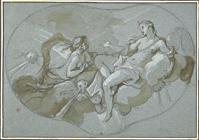 The Four Elements - Allegory of Air, vintage artwork by Charles-Joseph Natoire, 12x8" (A4) Poster