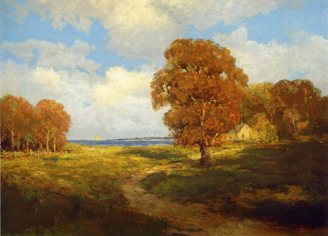Glimpse of the Sea, Long Island, vintage artwork by Julian Onderdonk, 12x8" (A4) Poster