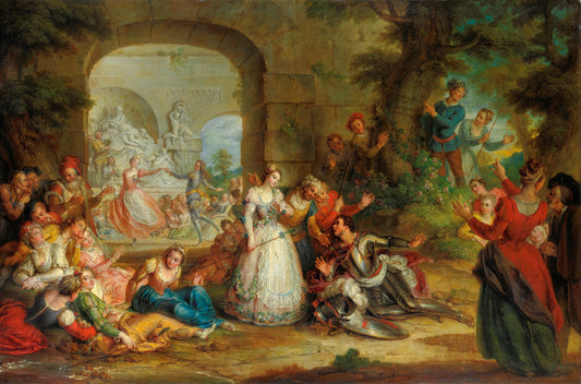 Orlando and the Marriage of Angelica (small version), vintage artwork by Charles-Antoine Coypel IV, 12x8" (A4) Poster