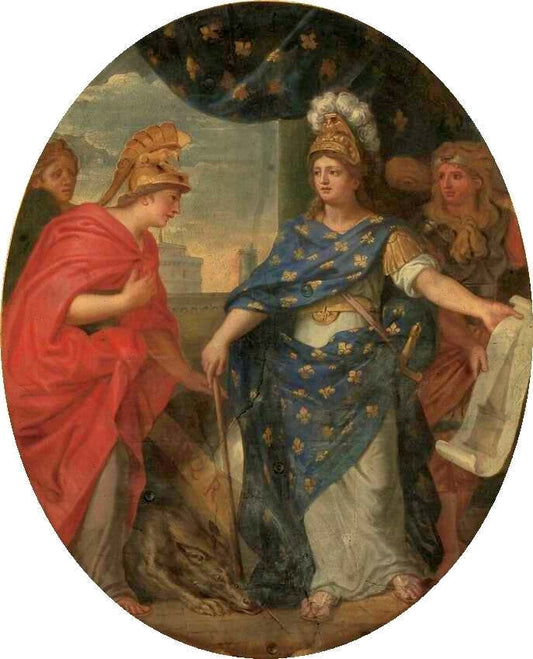 Hall of Mirrors 05 - The Atonement for the Corsican Attacks in 1664, vintage artwork by Charles Le Brun, 12x8" (A4) Poster