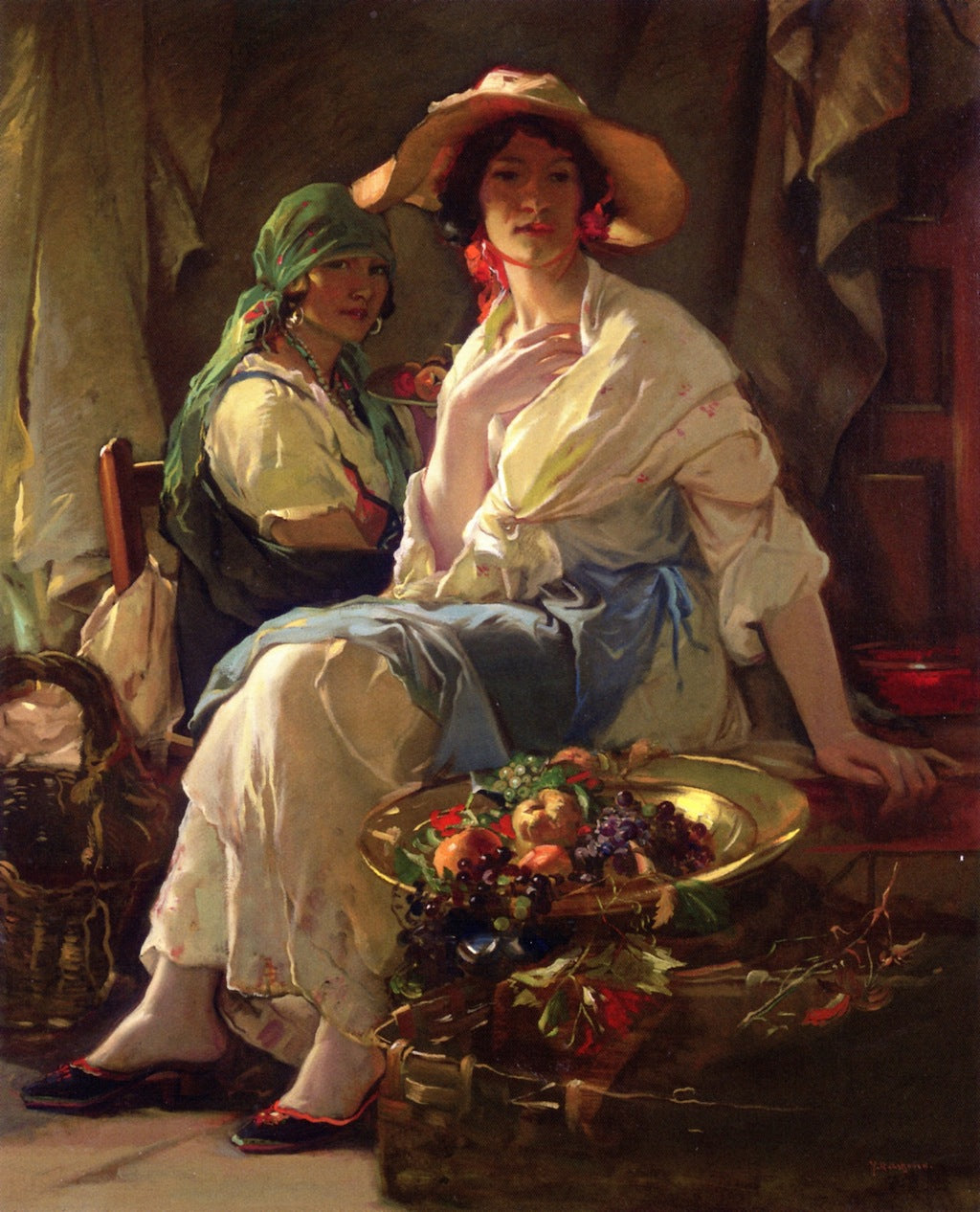 Assisi Market Girls by Julius Rolshoven,A3(16x12")Poster