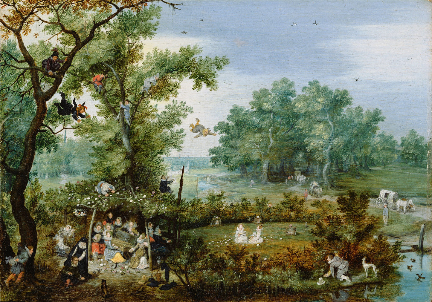 A Merry Company in an Arbor, vintage artwork by Adriaen van de Venne, 12x8" (A4) Poster