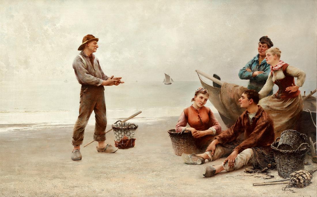 The Fisherman's Story by August Wilhelm Nikolaus Hagborg,A3(16x12")Poster