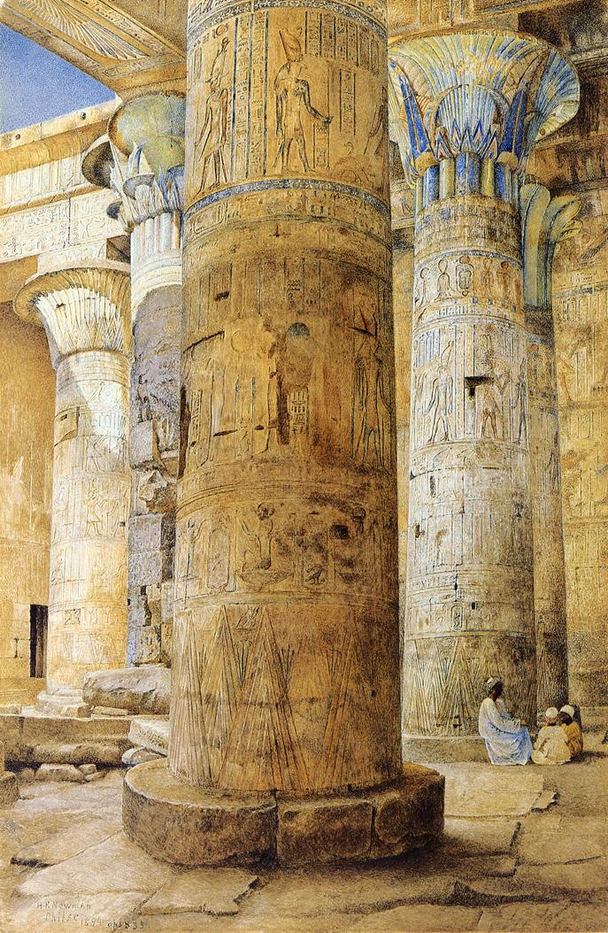 Hall of Columns, Philae, vintage artwork by Henry Roderick Newman, 12x8" (A4) Poster
