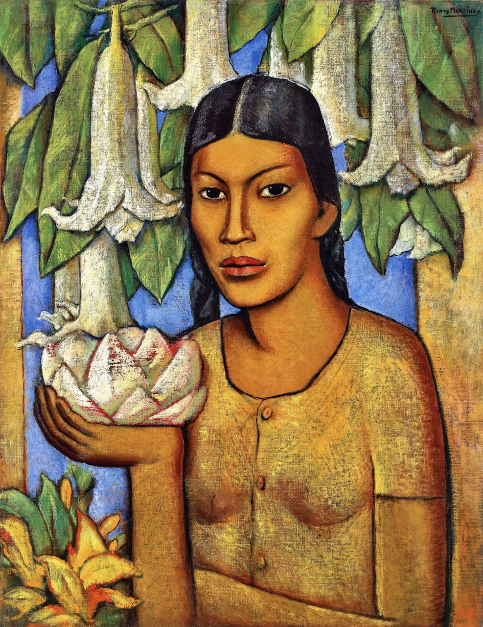 La India de los Floripondios, vintage artwork by Alfredo Ramos Martinez, 12x8" (A4) Poster