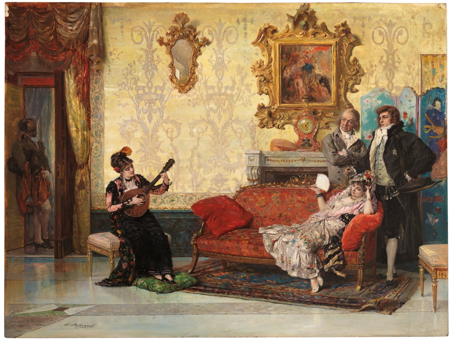 El concierto, vintage artwork by Vicente Palmaroli y Gonzalez, 12x8" (A4) Poster