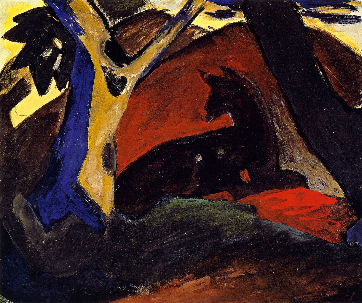 Crouching Deer by Franz Marc,16x12(A3) Poster