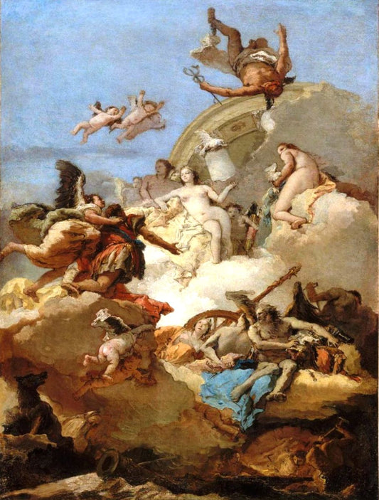 Apotheosis of Aeneas, vintage artwork by Giovanni Battista Tiepolo, 12x8" (A4) Poster