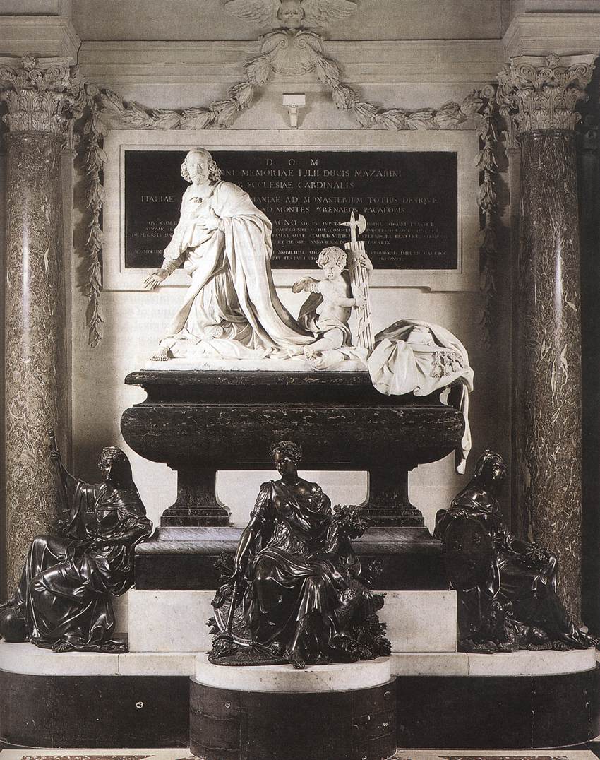 Kenotaph (Funerary Monument) to Cardinal Mazzarin, vintage artwork by Antoine Coysevox, 12x8" (A4) Poster