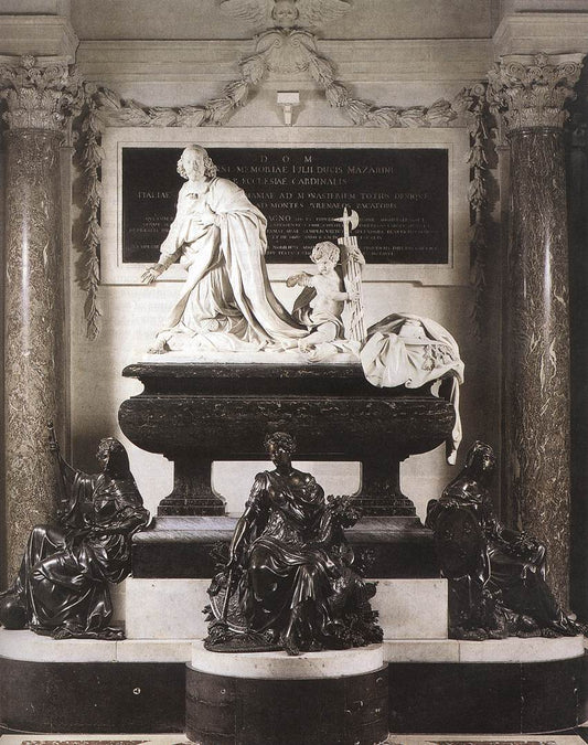 Kenotaph (Funerary Monument) to Cardinal Mazzarin, vintage artwork by Antoine Coysevox, 12x8" (A4) Poster