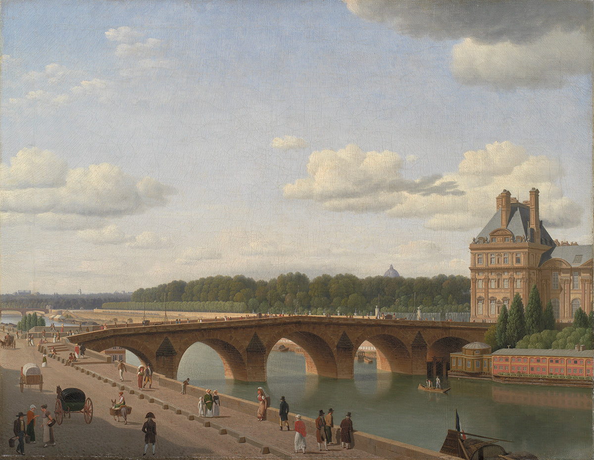 Pont Royal seen from Quai Voltaire, vintage artwork by Christoffer Wilhelm Eckersberg, 12x8" (A4) Poster