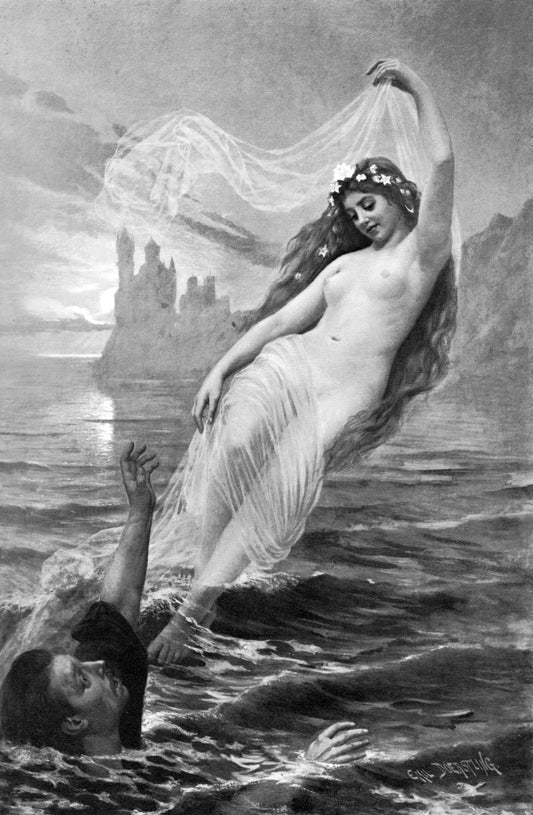 The Mermaid from Nida, vintage artwork by Emil Doerstling, 12x8" (A4) Poster