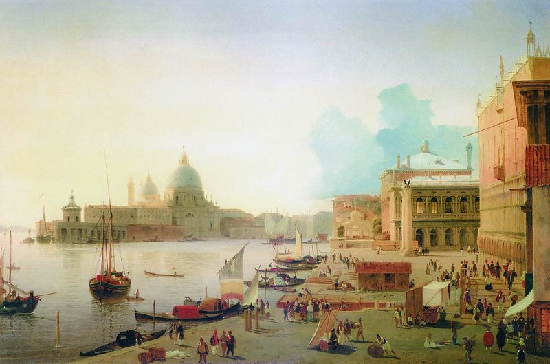 Riva degli Schiavoni, vintage artwork by Alexander Mordvinov, A3 (16x12") Poster Print