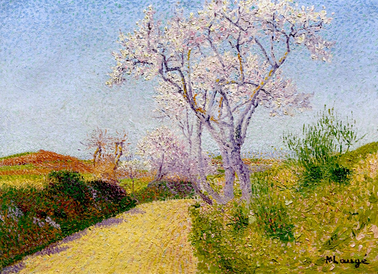 Road with Flowering Almond Trees by Achille Lauge,A3(16x12")Poster