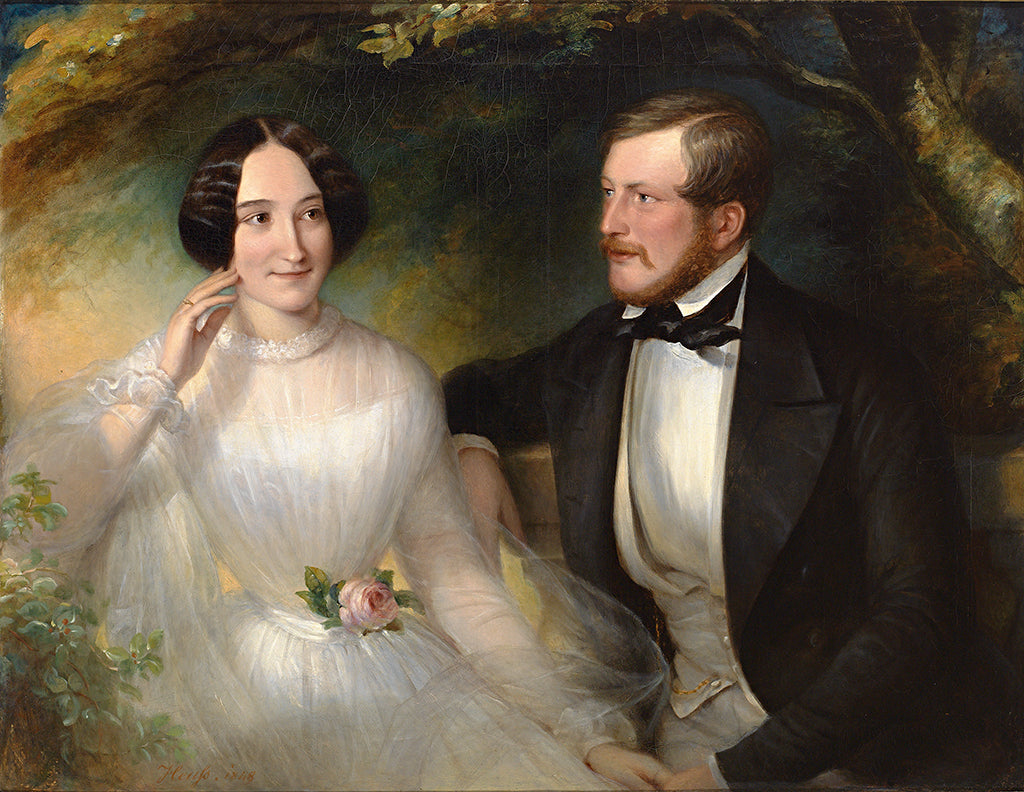 Portrait of Eugen and Francisca Kraetzer-Roeder, vintage artwork by Eduard von Heuss, A3 (16x12") Poster Print