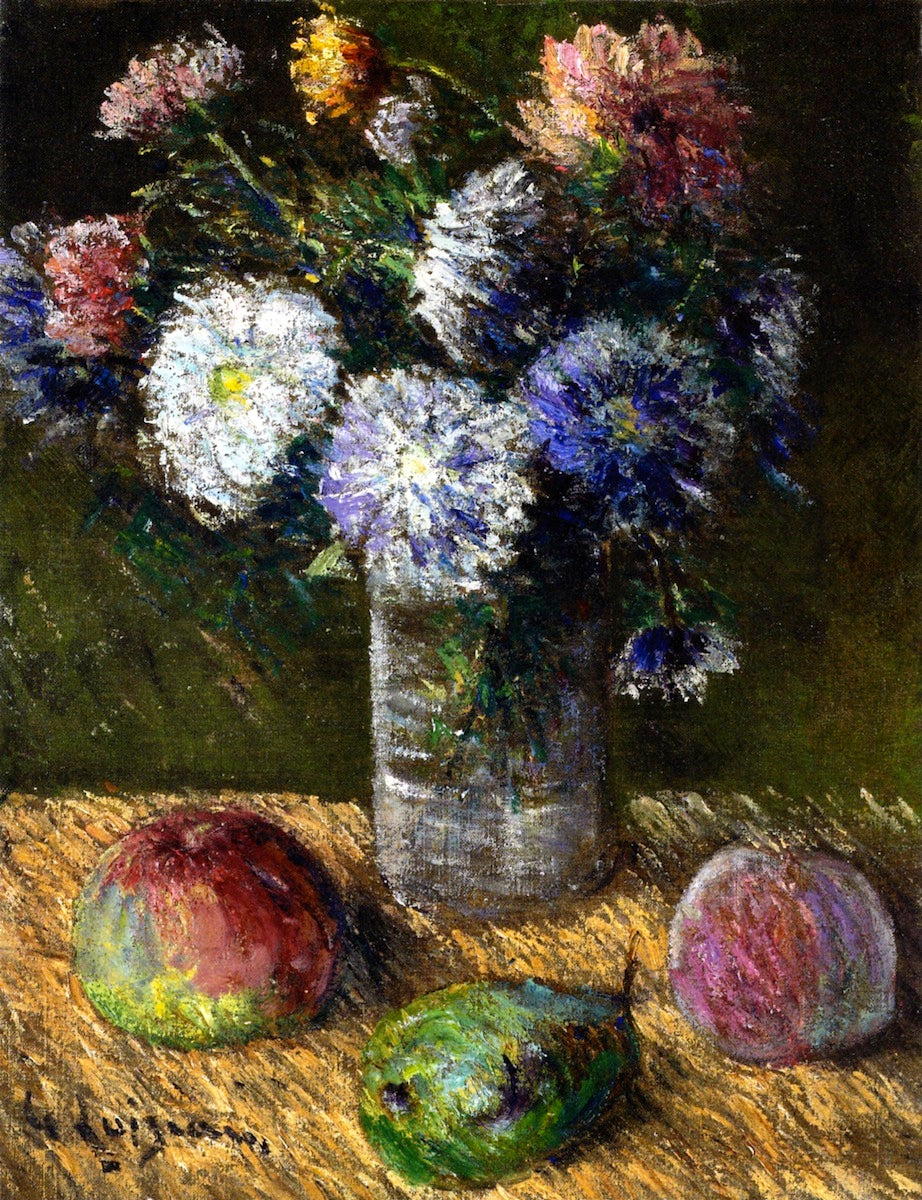 Bouquet of Flowers and Fruit, vintage artwork by Gustave Loiseau, 12x8" (A4) Poster