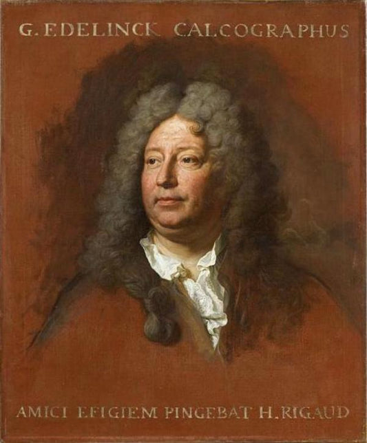 Portrait of Gerard Edelinck (1641-1707), vintage artwork by Hyacinthe Rigaud, 12x8" (A4) Poster