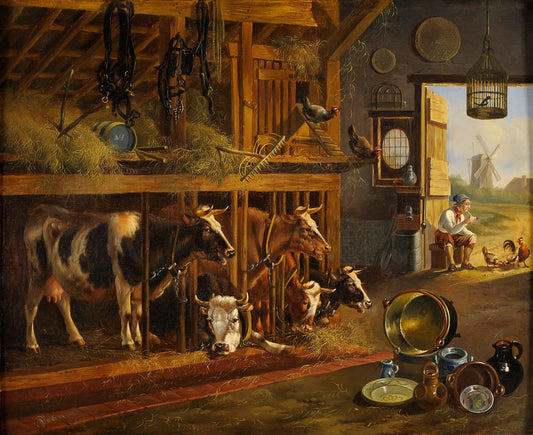 The Stall Interior, vintage artwork by Albertus Verhoesen, A3 (16x12") Poster Print