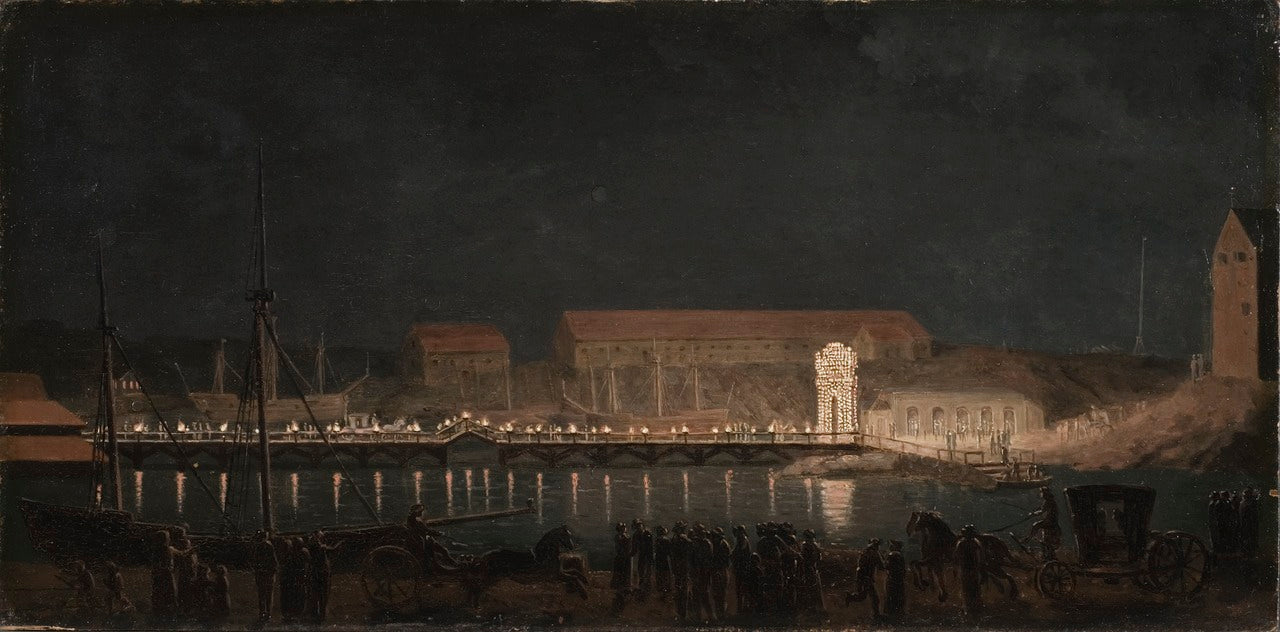 Illumination on Skeppsholmen, vintage artwork by Pehr Hilleström, 12x8" (A4) Poster