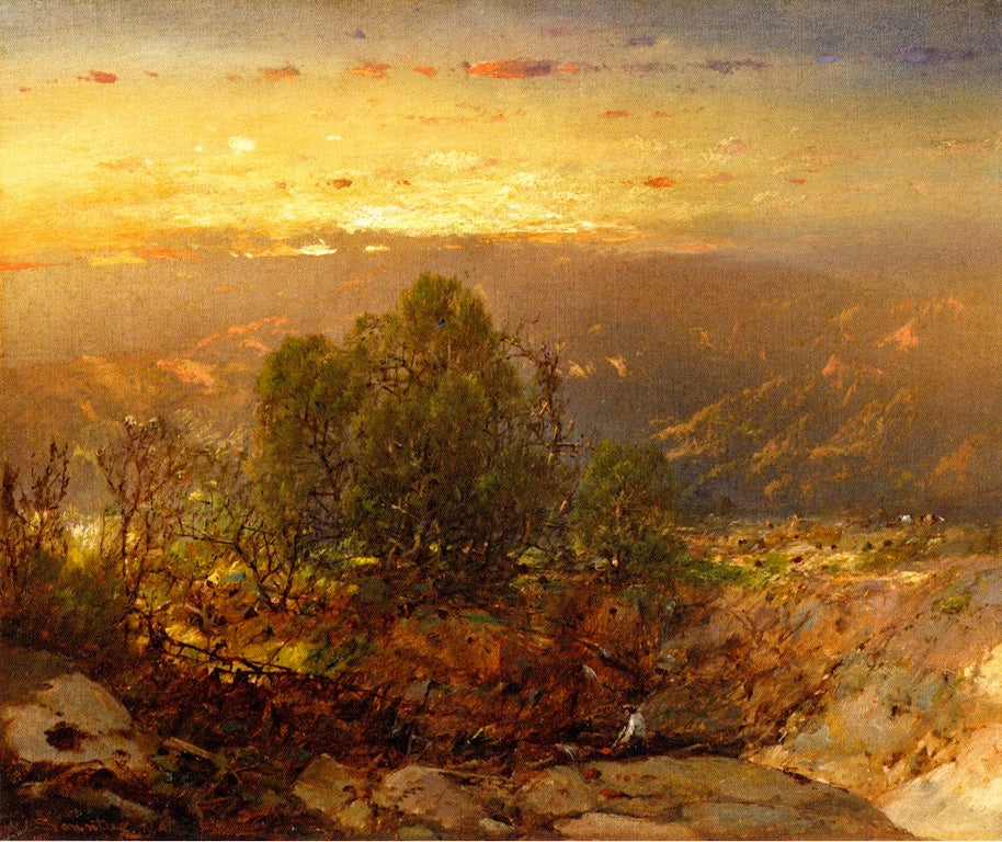 Mountain Sunset, vintage artwork by William Louis Sonntag, Sr, 12x8" (A4) Poster