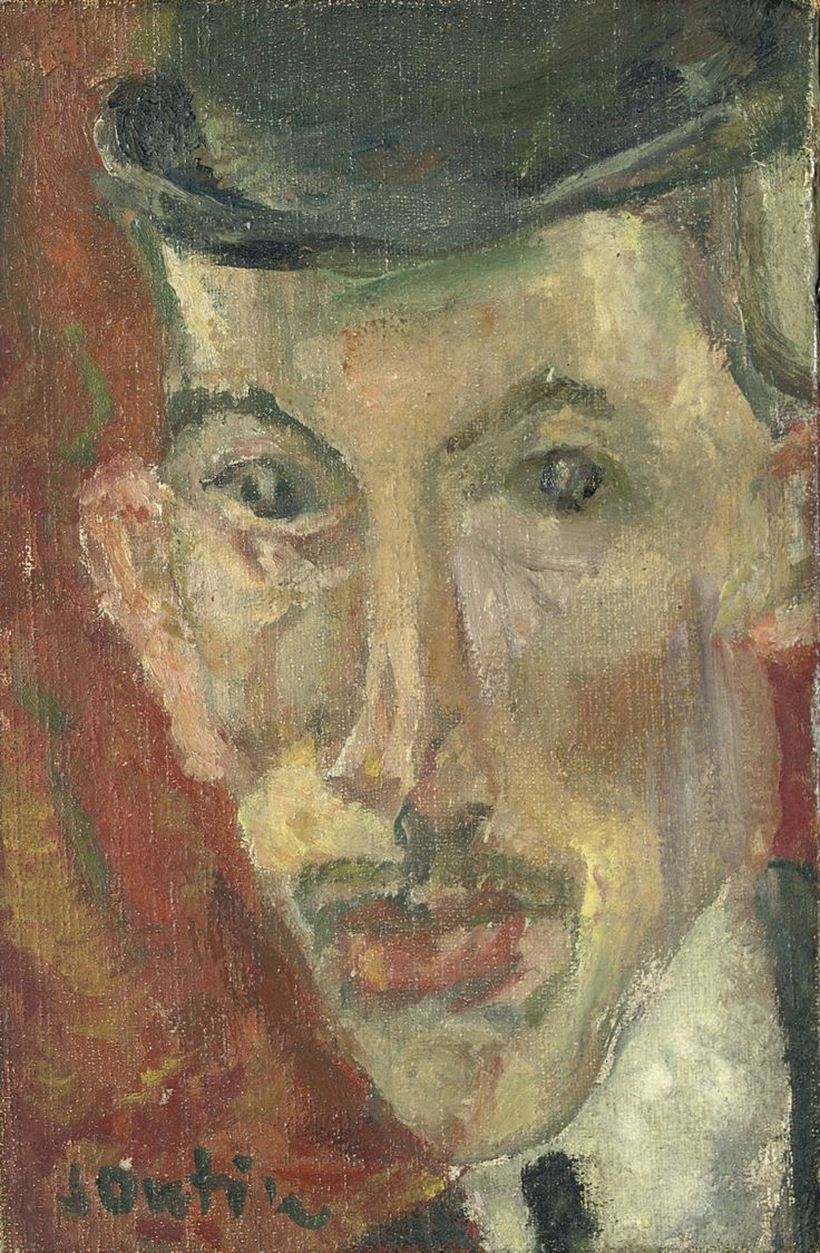 Face of man with a hat, vintage artwork by Chaim Soutine, 12x8" (A4) Poster