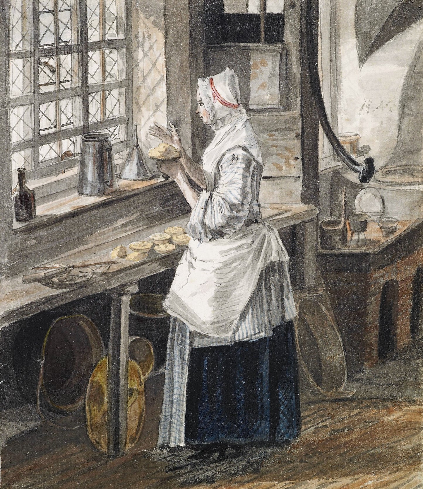 The Kitchen at Sandpit Gate, vintage artwork by Paul Sandby , R.A., 12x8" (A4) Poster