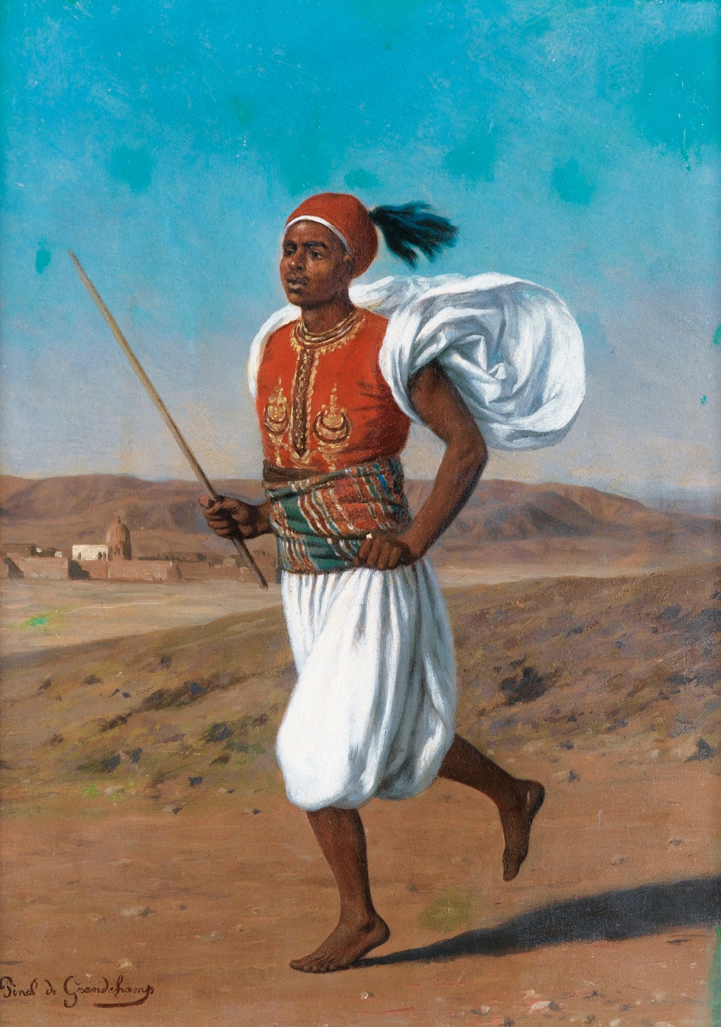 The Egyptian Messenger, vintage artwork by Louis Emile Pinel de Grandchamp, 12x8" (A4) Poster