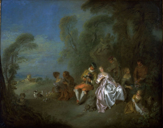 Country Party, vintage artwork by Jean-Baptiste Pater, 12x8" (A4) Poster