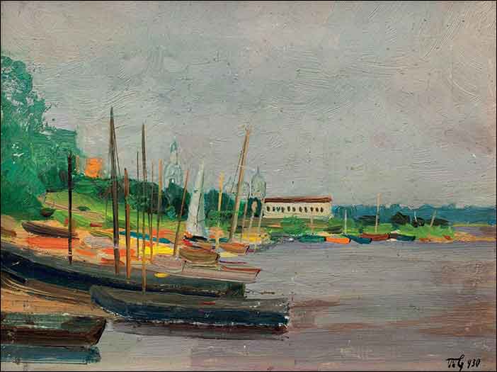 The Yacht Club, vintage artwork by Vladimir Grinberg, 12x8" (A4) Poster