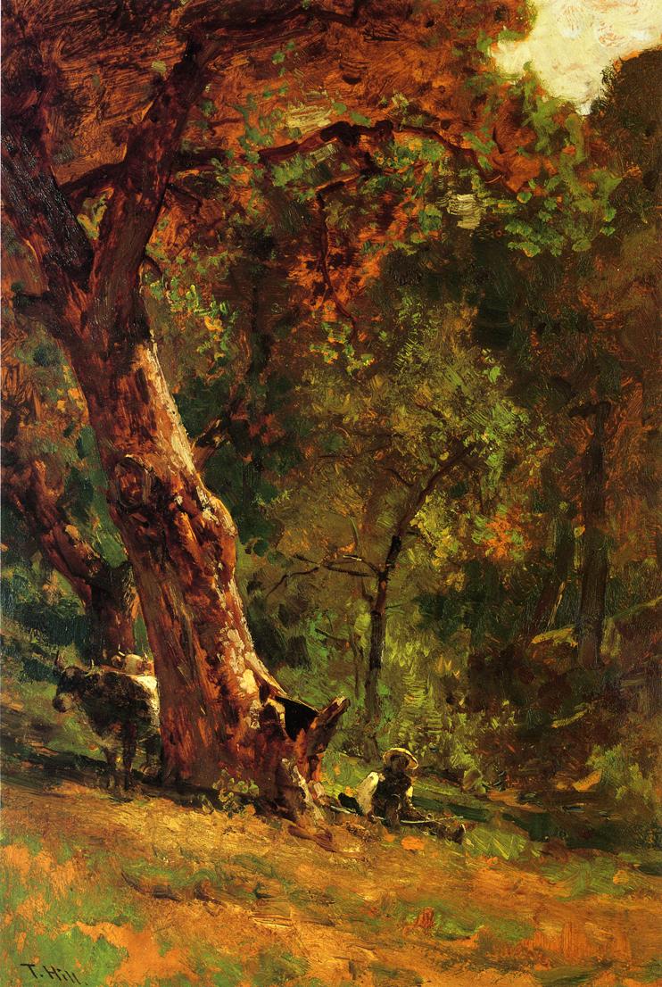 Chinese Man Tending Cattle, vintage artwork by Thomas Hill, 12x8" (A4) Poster