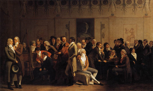 Meeting of Artists in Isabey's Studio, vintage artwork by Louis-Leopold Boilly, 12x8" (A4) Poster