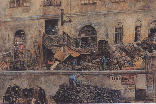The iron foundry Kitschelt in the Skoda in Vienna, vintage artwork by Rudolf von Alt, A3 (16x12") Poster Print